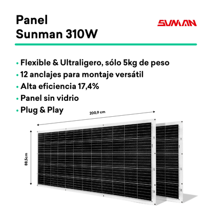 Batería Anker SOLIX Solarbank 2 E1600 Pro + 4 Paneles Flexibles Sunman 310W